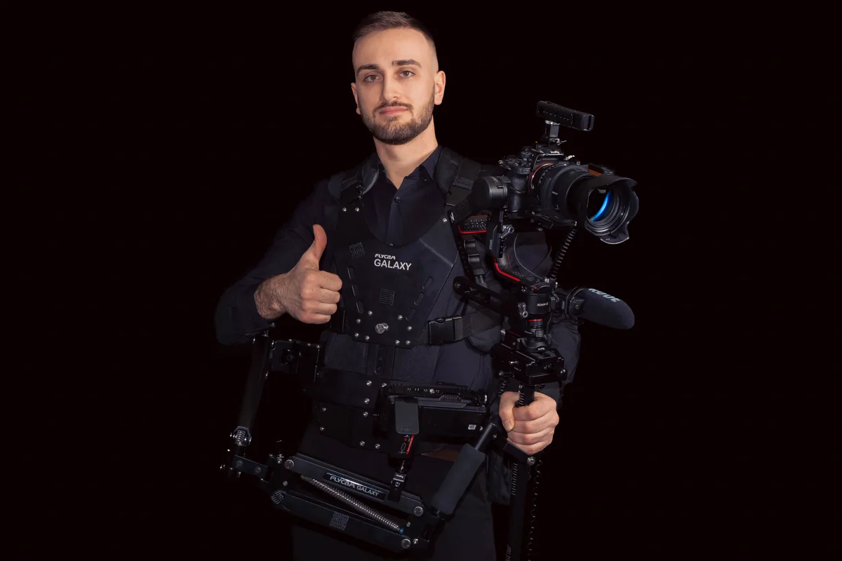 Filmmaker with a professional cinema camera
