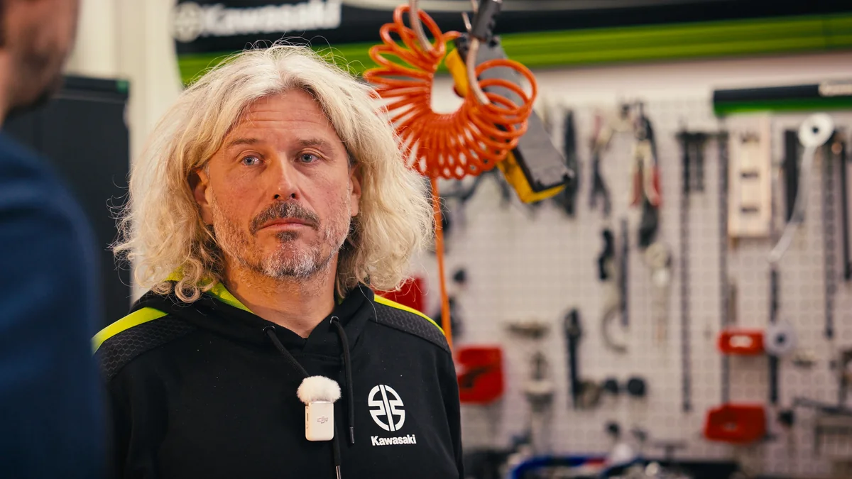 Portrait inside a motorcycle workshop