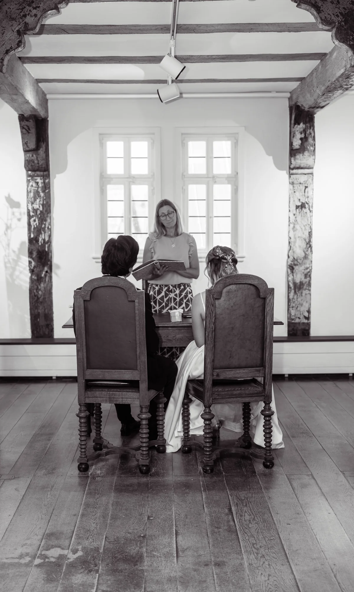 Wedding ceremony in black and white